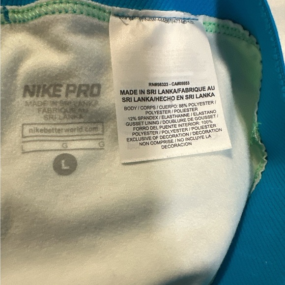 Nike Pro Green and Blue Polka Dot Athletic Leggings for Girls - Picture 2 of 6